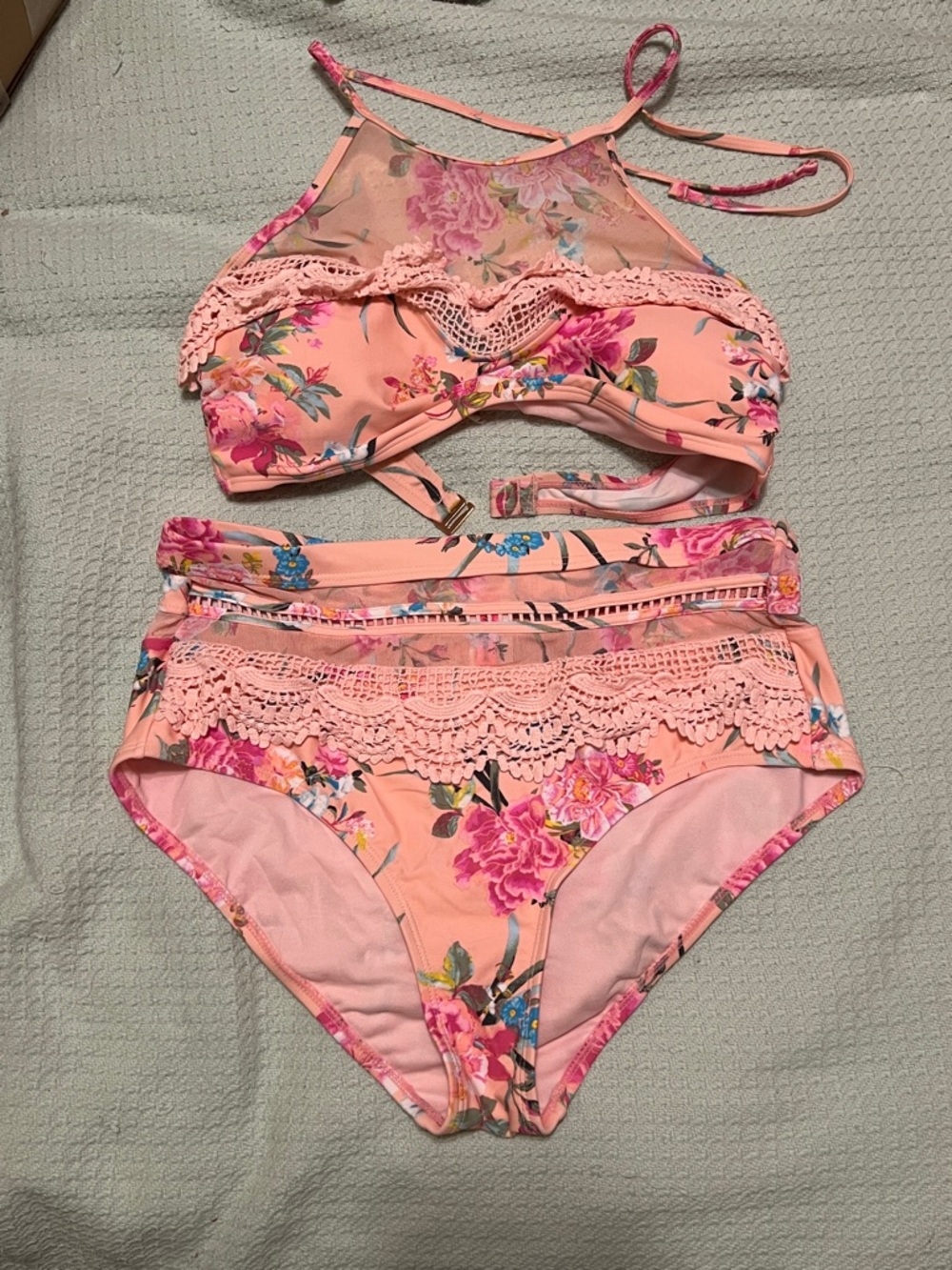 Betsey Johnson Bikini Set - Pink Floral Midnight Garden